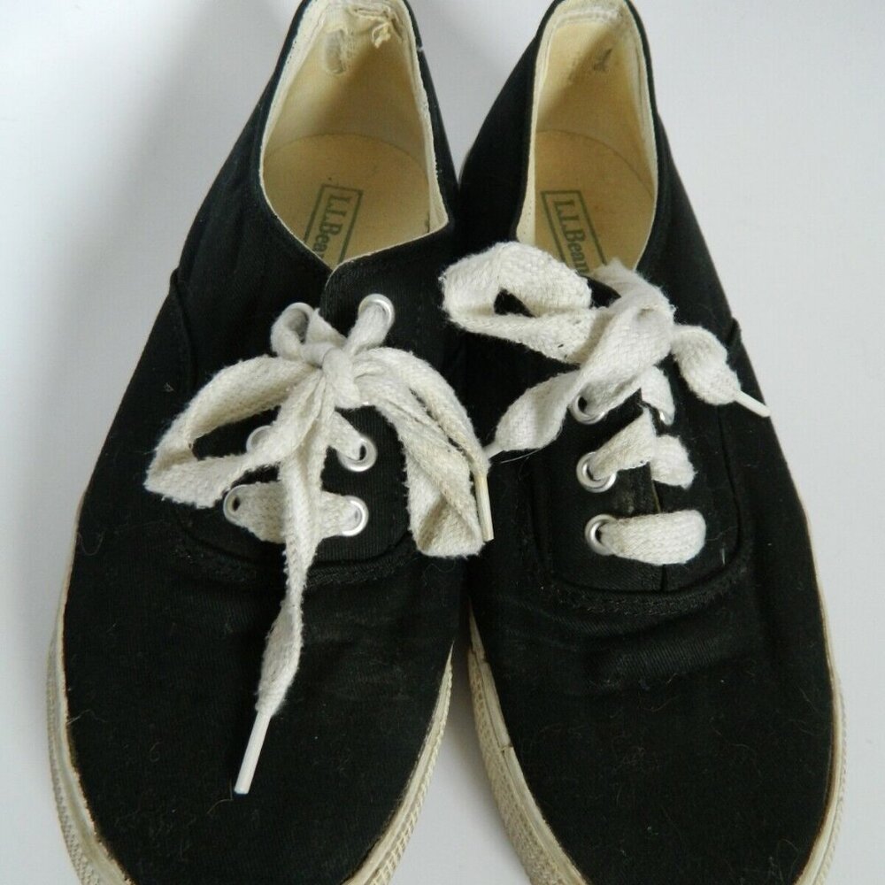 LL Bean Womens Canvas Black Sneakers Size 7.5M